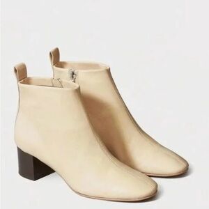 Everlane “The Day Boot” Cream Ankle Boots with Minimalist Design